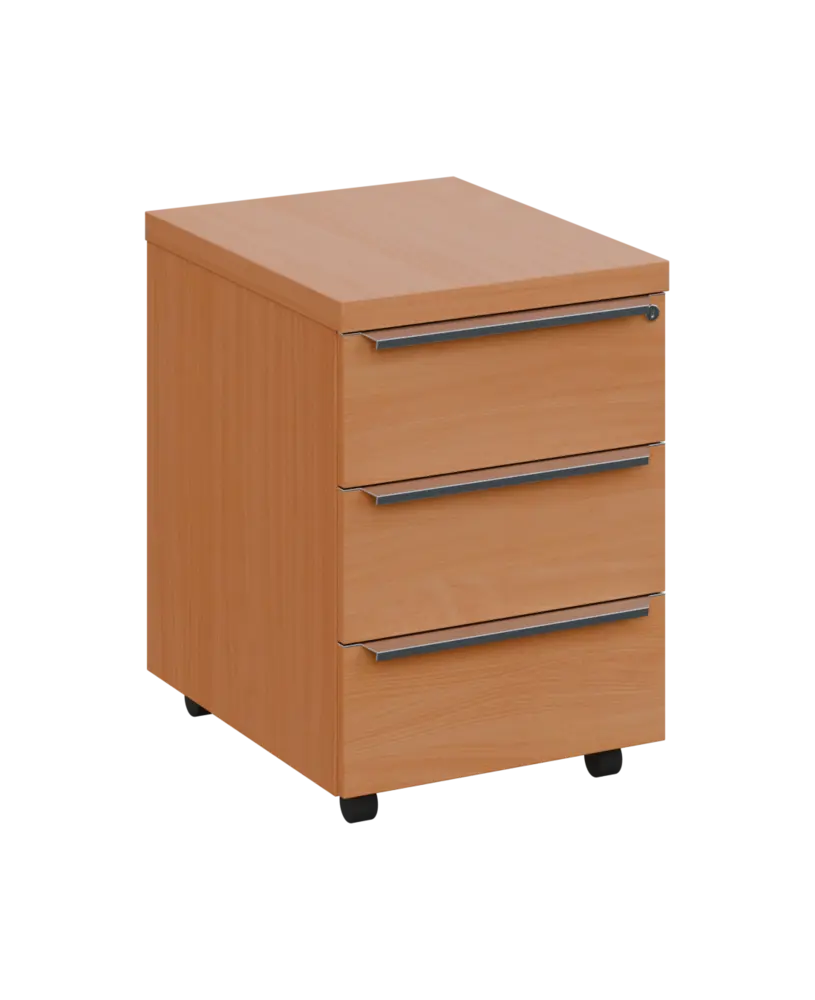 SIKC - 00 kontejner pojízdný, 3-zásuvkový, deska 18 mm, centrální zámek, buk royal