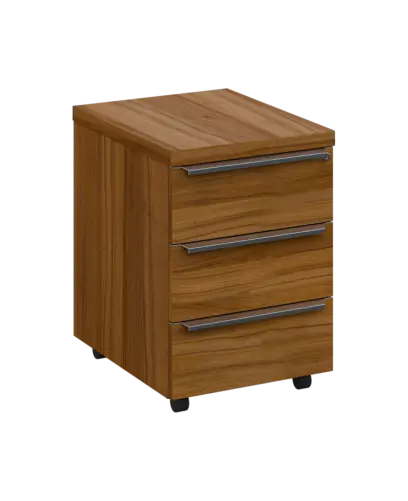 SIKC - 00 kontejner pojízdný, 3-zásuvkový, deska 18 mm, centrální zámek, ořech světlý