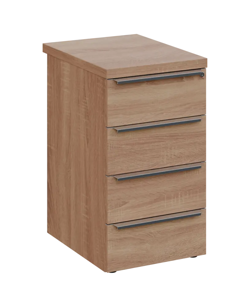 SIKC - 61 kontejner přístavný, 4-zásuvkový, deska 36 mm, centrální zámek, dub bardolino