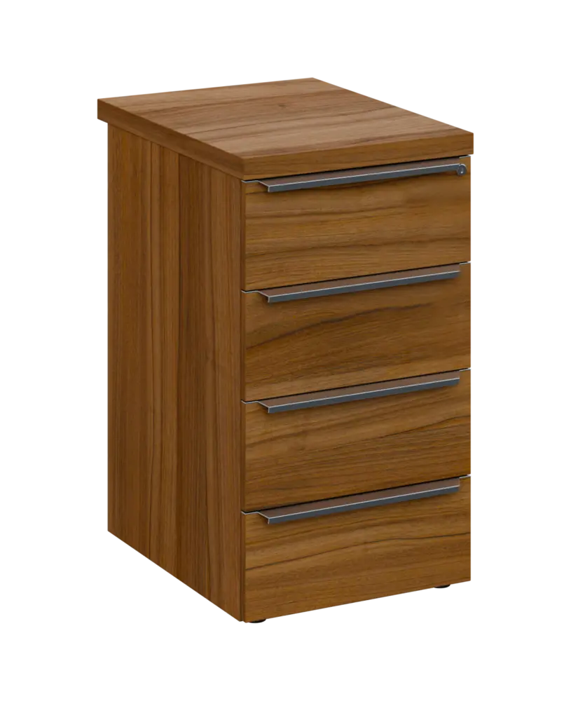 SIKC - 61 kontejner přístavný, 4-zásuvkový, deska 36 mm, centrální zámek, ořech světlý