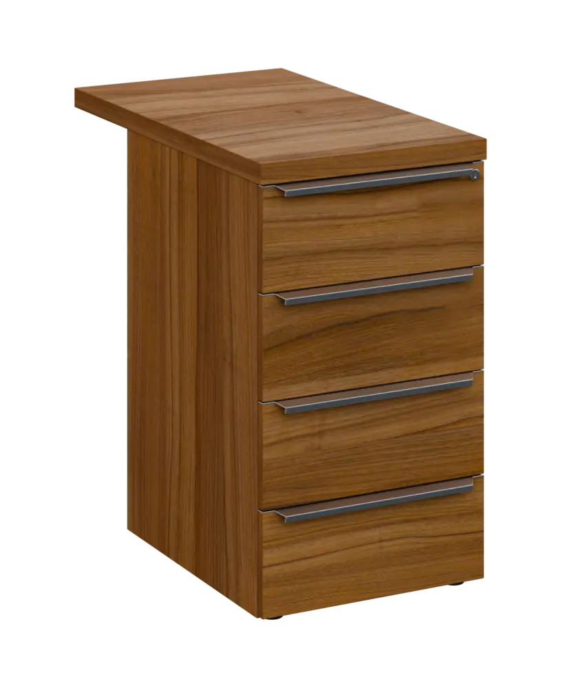 SIKC - 81 kontejner přístavný, 4-zásuvkový, deska 36 mm, centrální zámek, ořech světlý