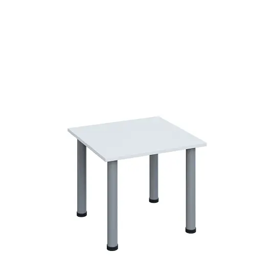 G-43 Konferenční stolek 600 x 600 mm, deska 18 mm, bílá / nohy stříbrné RAL9006