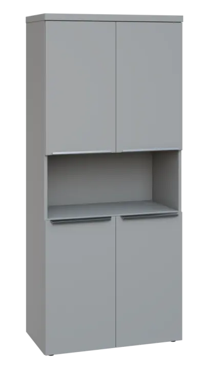 SIN 5 - 84DN kancelářská skříň, 4-dveřová/nika, 1820x800x400, šedá