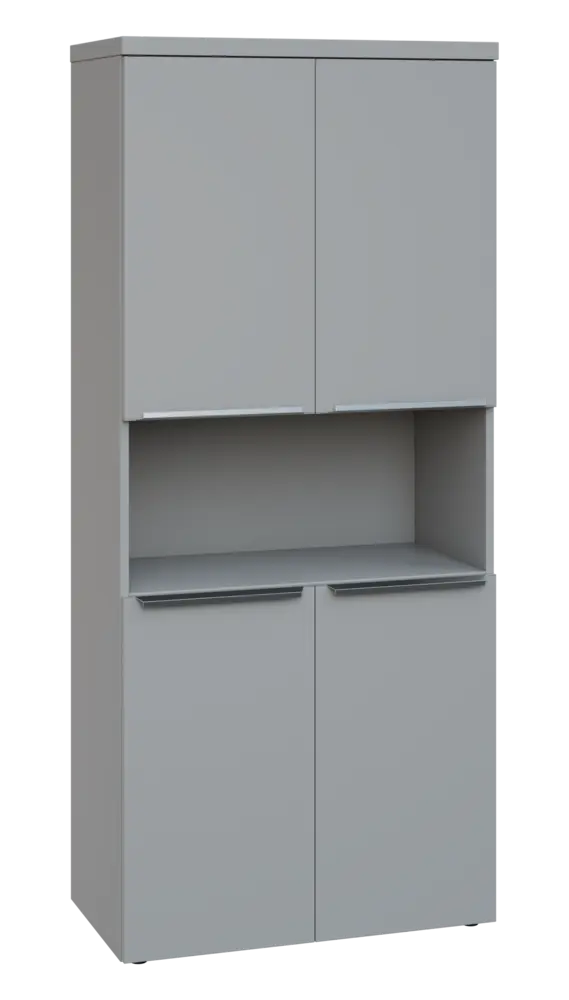 SIN 5 - 84DN kancelářská skříň, 4-dveřová/nika, 1820x800x400, šedá