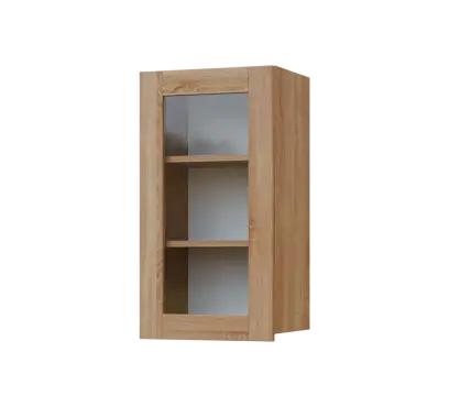 SIH - 4S horní skříňka, 1-dveřová, prosklená, levá, 750x400x300, dub bardolino