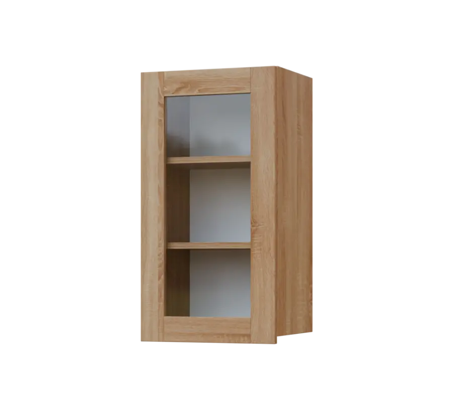 SIH - 4S horní skříňka, 1-dveřová, prosklená, levá, 750x400x300, dub bardolino