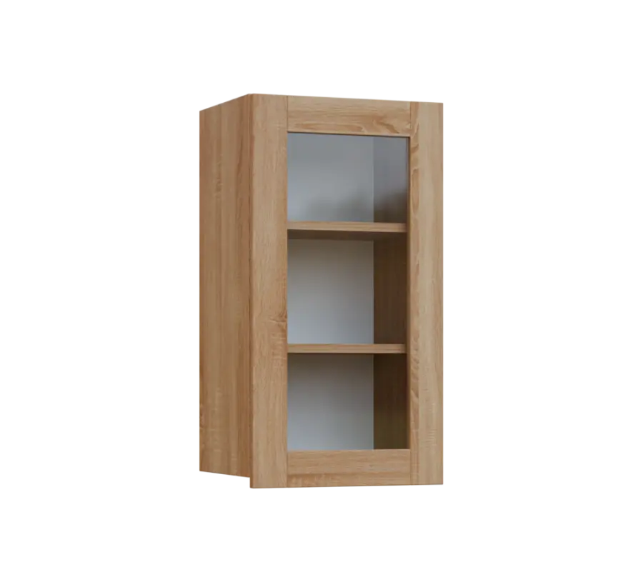 SIH - 4S horní skříňka, 1-dveřová, prosklená, pravá, 750x400x300, dub bardolino