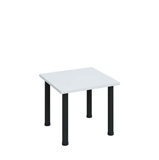 G-43 Konferenční stolek 600 x 600 mm, deska 25 mm, bílá / nohy černé RAL9005
