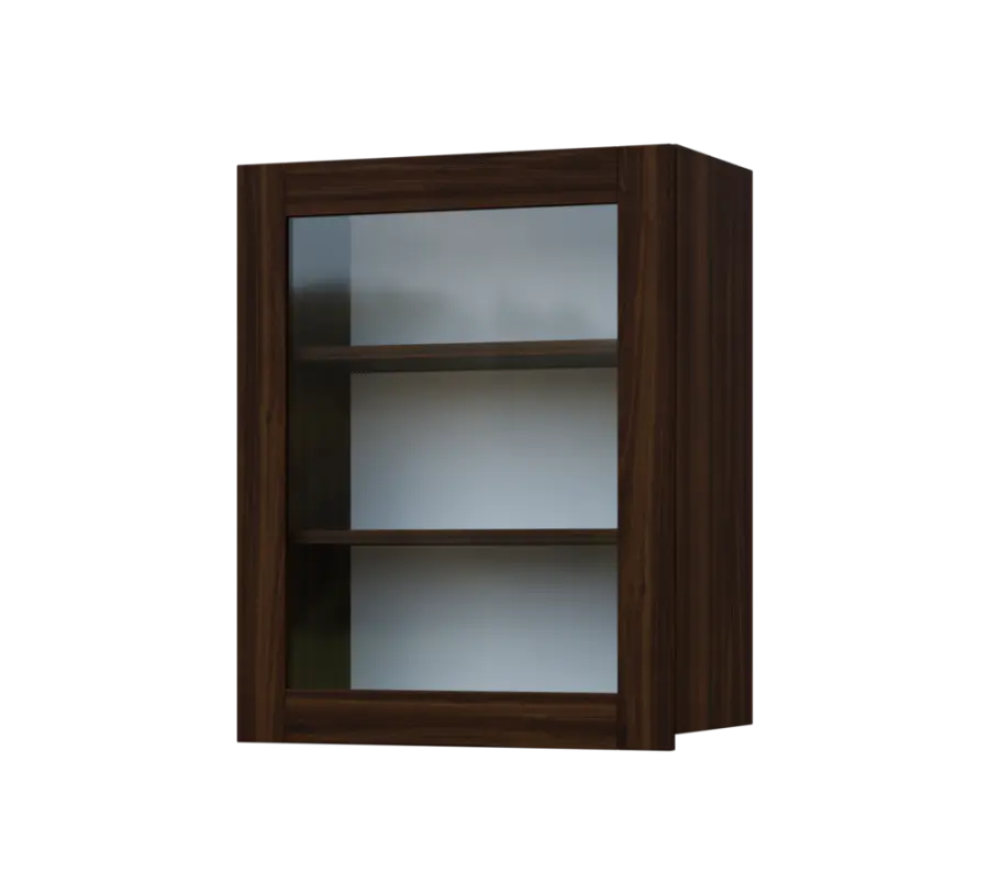 SIH - 6S horní skříňka, 1-dveřová, prosklená, levá, 750x600x300, ořech královský