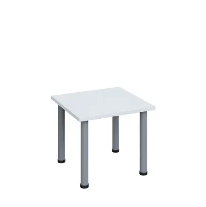 G-43 Konferenční stolek 600 x 600 mm, deska 25 mm, bílá / nohy stříbrné RAL9006