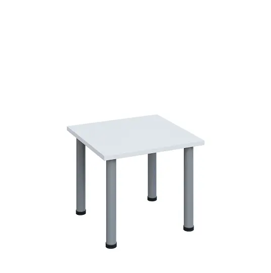 G-43 Konferenční stolek 600 x 600 mm, deska 25 mm, bílá / nohy stříbrné RAL9006