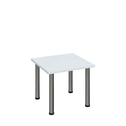 G-43 Konferenční stolek 600 x 600 mm, deska 25 mm, bílá / nohy chrom