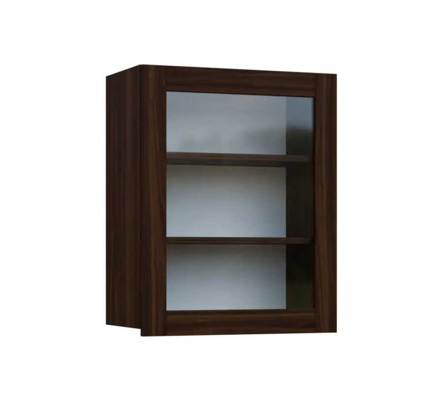 SIH - 6S horní skříňka, 1-dveřová, prosklená, pravá, 750x600x300, ořech královský