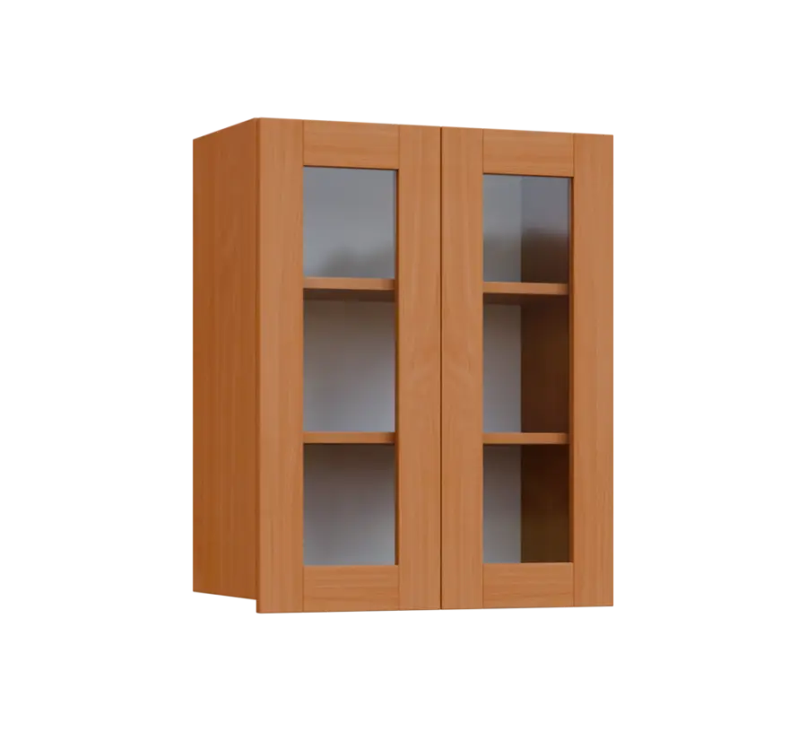 SIH - 6S2 horní skříňka, 2-dveřová, prosklená, 750x600x300, buk royal