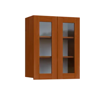 SIH - 6S2 horní skříňka, 2-dveřová, prosklená, 750x600x300, olše jantar