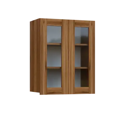 SIH - 6S2 horní skříňka, 2-dveřová, prosklená, 750x600x300, ořech světlý