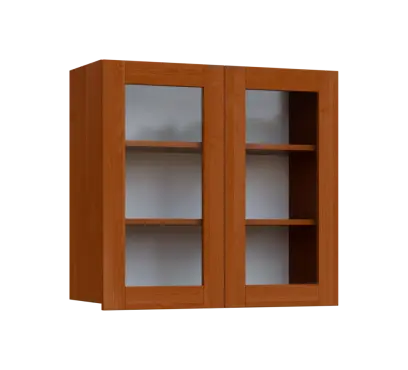 SIH - 8S horní skříňka, 2-dveřová, prosklená, 750x800x300, olše jantar