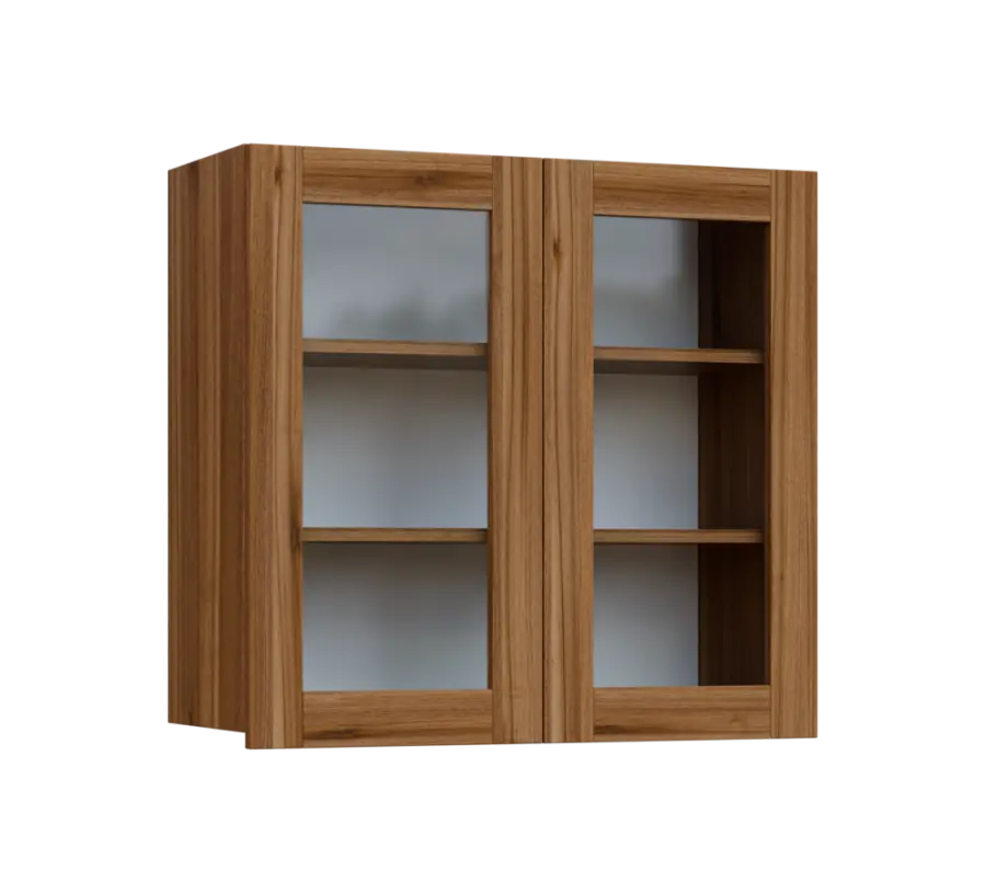 SIH - 8S horní skříňka, 2-dveřová, prosklená, 750x800x300, ořech světlý