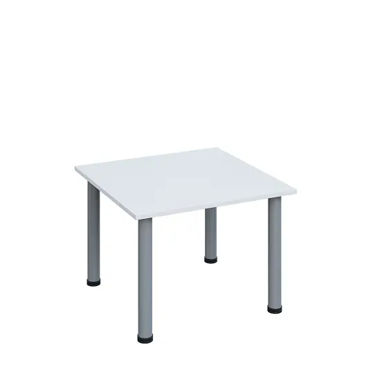 G-43 Konferenční stolek 700 x 700 mm, deska 18 mm, bílá / nohy stříbrné RAL9006