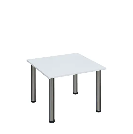G-43 Konferenční stolek 700 x 700 mm, deska 18 mm, bílá / nohy chrom