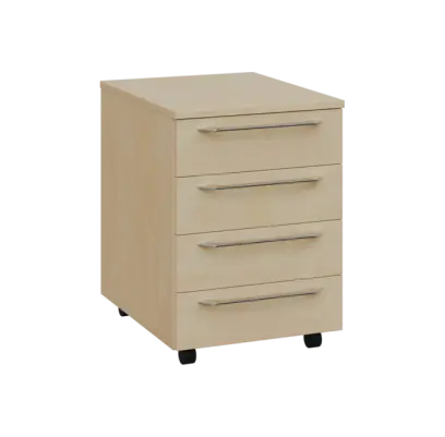 LXK 2 - 01 kontejner pojízdný, 4-zásuvkový, deska 25 mm, bez zámku, bříza světlá