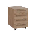 LXK 2 - 01 kontejner pojízdný, 4-zásuvkový, deska 25 mm, bez zámku, dub bardolino