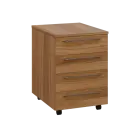 LXK 2 - 01 kontejner pojízdný, 4-zásuvkový, deska 25 mm, bez zámku, ořech světlý