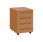 LXKZ 2 - 01 kontejner pojízdný, 4-zásuvkový, deska 25 mm, zámek na 1. zásuvce, buk royal