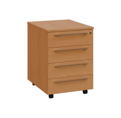 LXKZ 2 - 01 kontejner pojízdný, 4-zásuvkový, deska 25 mm, zámek na 1. zásuvce, buk royal