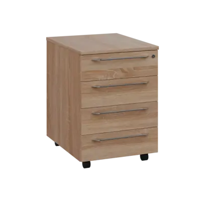 LXKZ 2 - 01 kontejner pojízdný, 4-zásuvkový, deska 25 mm, zámek na 1. zásuvce, dub bardolino