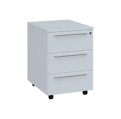 LXK 1 - 00 kontejner pojízdný, 3-zásuvkový, deska 18 mm, centrální zámek, bílá