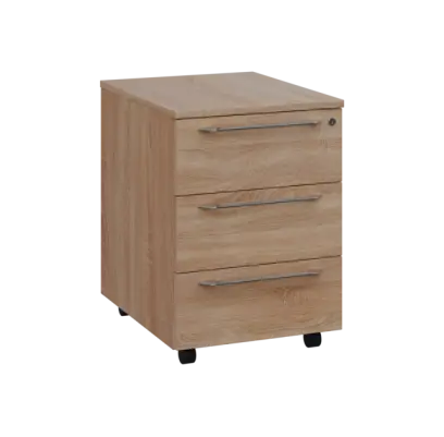 LXK 1 - 00 kontejner pojízdný, 3-zásuvkový, deska 18 mm, centrální zámek, dub bardolino