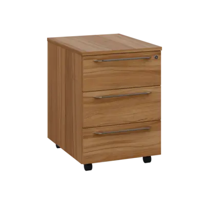 LXK 2 - 00 kontejner pojízdný, 3-zásuvkový, deska 25 mm, centrální zámek, ořech světlý