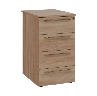 LXKC 1 - 65 kontejner přístavný, 4-zásuvkový, deska 18 mm, centrální zámek, 750x430x560, dub bardoli