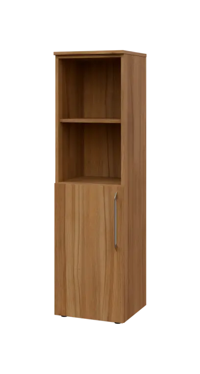 LXN 4 - 4DN2 kancelářská skříň, 1-dveřová/nika, levá, 1450x400x400, ořech světlý