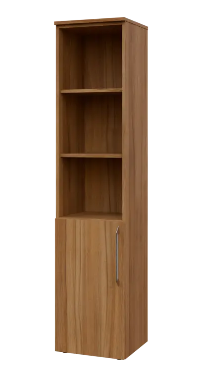 LXN 5 - 4DN3 kancelářská skříň, 1-dveřová/nika, levá, 1800x400x400, ořech světlý