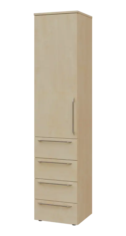 LXN 5 - 44ZD kancelářská skříň, 4-zásuvková/1-dveřová, levá, 1800x400x400, bříza světlá