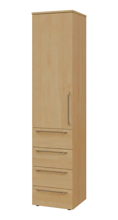 LXN 5 - 44ZD kancelářská skříň, 4-zásuvková/1-dveřová, levá, 1800x400x400, javor horský