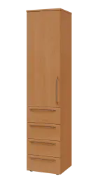 LXN 5 - 44ZD kancelářská skříň, 4-zásuvková/1-dveřová, levá, 1800x400x400, buk royal