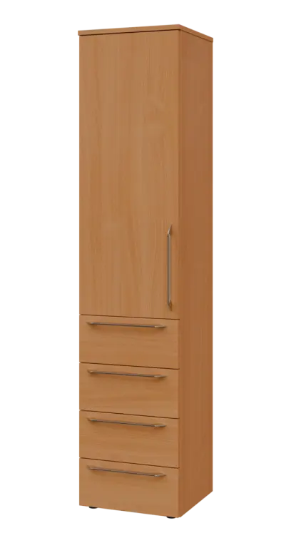 LXN 5 - 44ZD kancelářská skříň, 4-zásuvková/1-dveřová, levá, 1800x400x400, buk royal