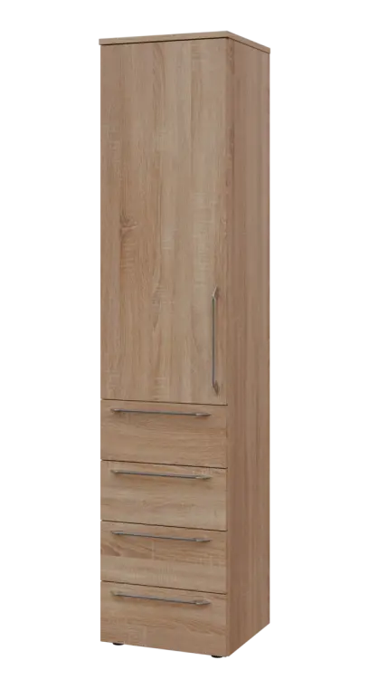 LXN 5 - 44ZD kancelářská skříň, 4-zásuvková/1-dveřová, levá, 1800x400x400, dub bardolino