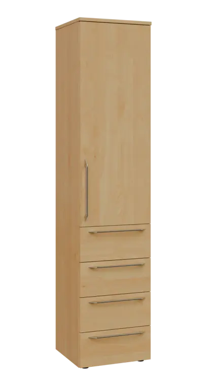 LXN 5 - 44ZD kancelářská skříň, 4-zásuvková/1-dveřová, pravá, 1800x400x400, javor horský