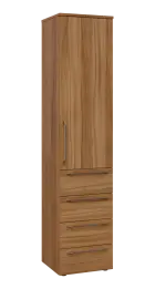 LXN 5 - 44ZD kancelářská skříň, 4-zásuvková/1-dveřová, pravá, 1800x400x400, ořech světlý