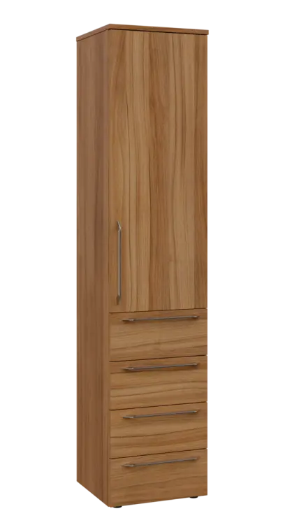 LXN 5 - 44ZD kancelářská skříň, 4-zásuvková/1-dveřová, pravá, 1800x400x400, ořech světlý