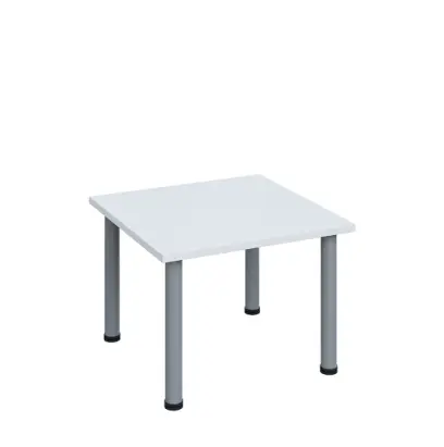 G-43 Konferenční stolek 700 x 700 mm, deska 25 mm, bílá / nohy stříbrné RAL9006