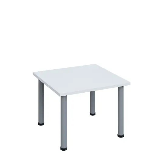 G-43 Konferenční stolek 700 x 700 mm, deska 25 mm, bílá / nohy stříbrné RAL9006