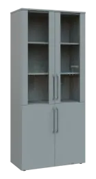 LXN 5 - 8DS kancelářská skříň, 4-dveřová/prosklená, 1800x800x400, šedá