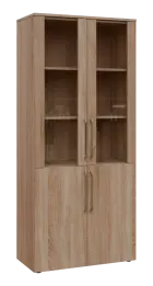 LXN 5 - 8DS kancelářská skříň, 4-dveřová/prosklená, 1800x800x400, dub bardolino