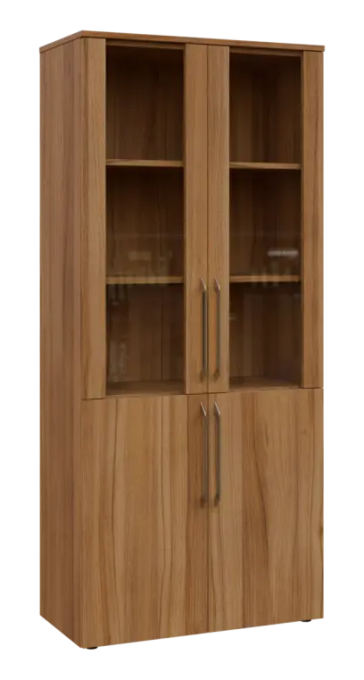 LXN 5 - 8DS kancelářská skříň, 4-dveřová/prosklená, 1800x800x400, ořech světlý