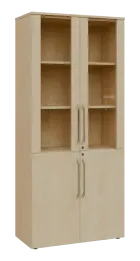 LXLE 5 - 8VS skříň léková, 4-dveřová, sklo čiré v liště, výsuvná deska, 2x zámek, 1800x800x400, bříz